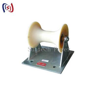 غلتک زمینی کابل حرفه‌ای با ظرفیت بار 5KN و حامل آلومینیومی ریخته‌گری برای نصب کابل زیرزمینی 150-160 میلی‌متری