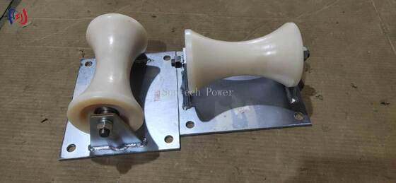 غلتک زمینی کابل حرفه‌ای با ظرفیت بار 5KN و حامل آلومینیومی ریخته‌گری برای نصب کابل زیرزمینی 150-160 میلی‌متری