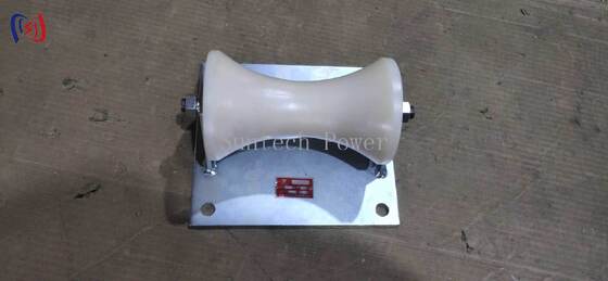 غلتک زمینی کابل حرفه‌ای با ظرفیت بار 5KN و حامل آلومینیومی ریخته‌گری برای نصب کابل زیرزمینی 150-160 میلی‌متری